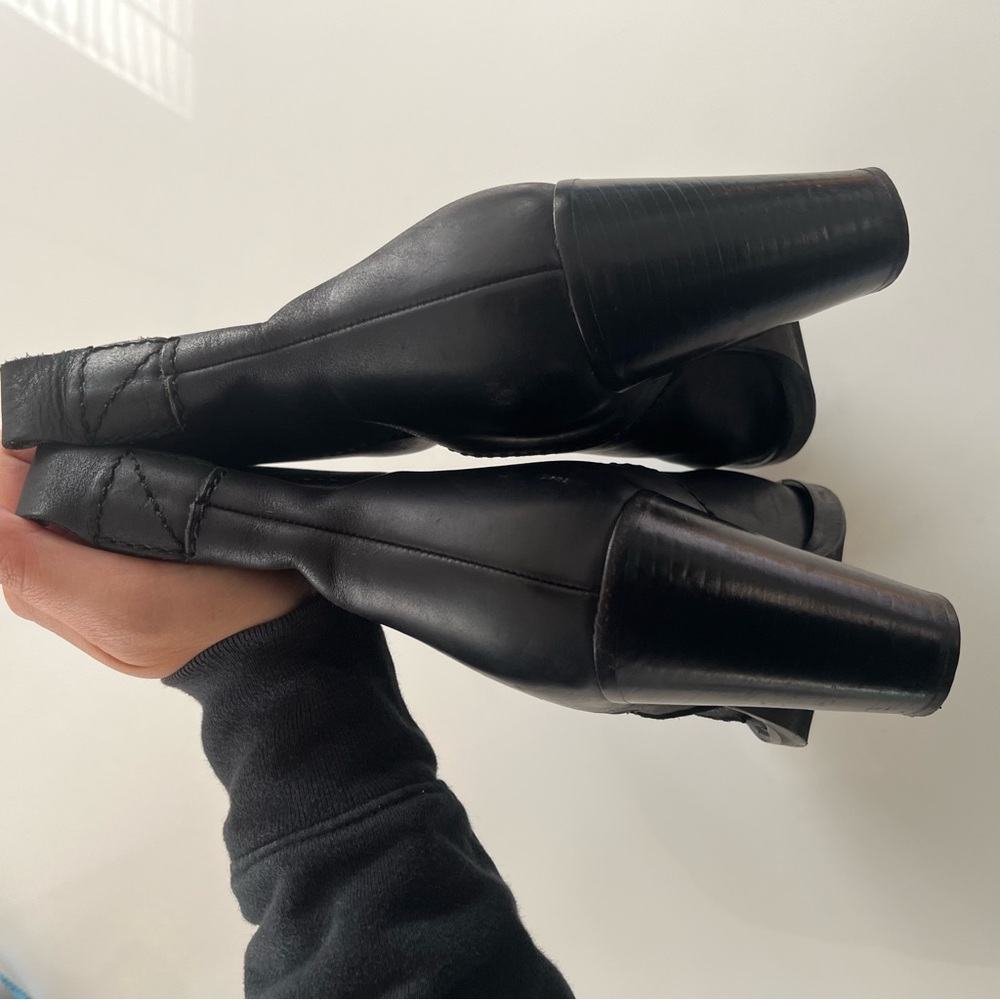 Acne Studios Pistol Black Heeled Leather Ankle Boots - Picture 7 of 13